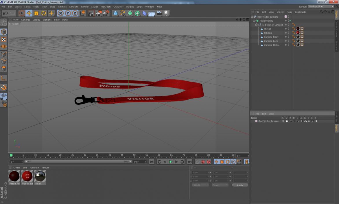 Red Visitor Lanyard 3D model