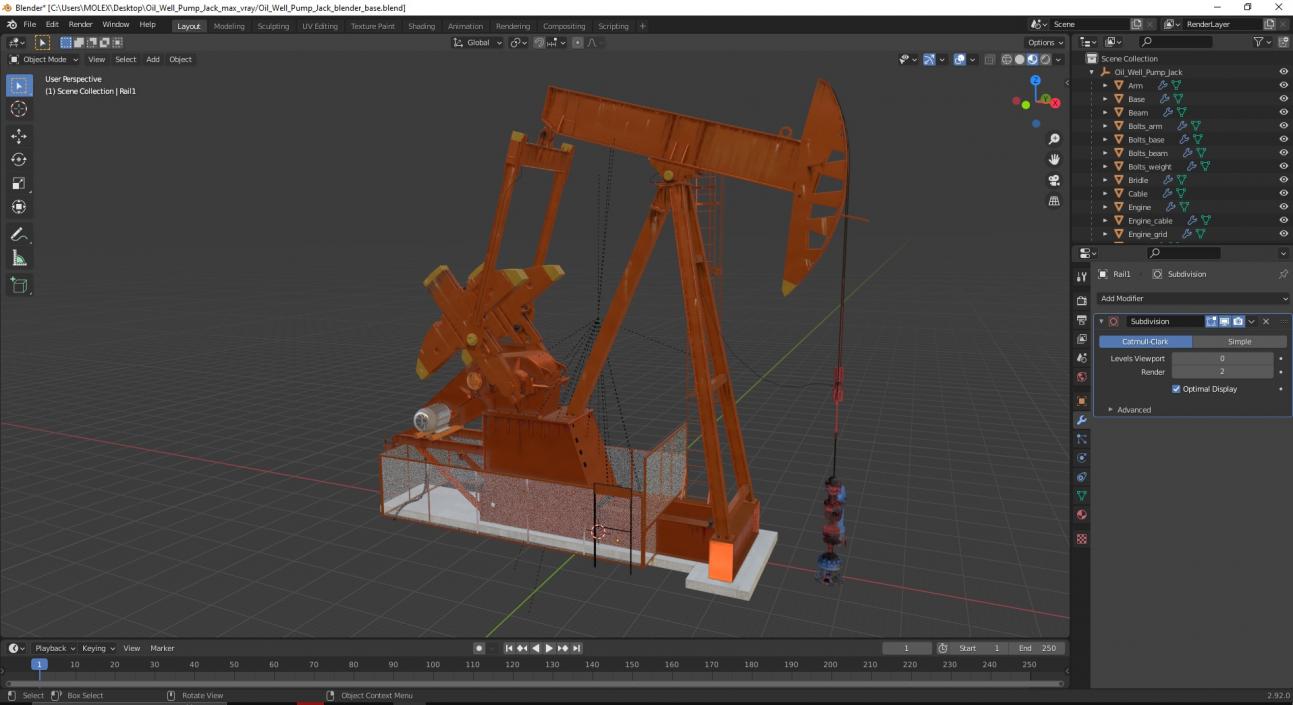 3D Oil Well Pump Jack model