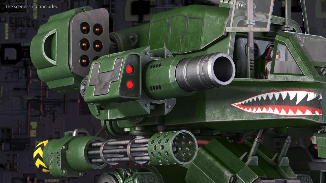 3D Concept Military Dark Green Robot with Pilot Rigged