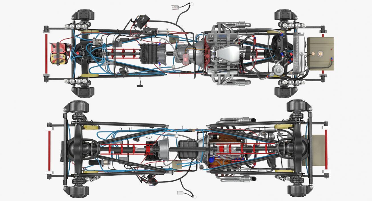 Monster Truck Bigfoot Engine and Chasis 3D model