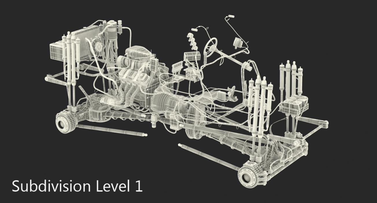 Monster Truck Bigfoot Engine and Chasis 3D model