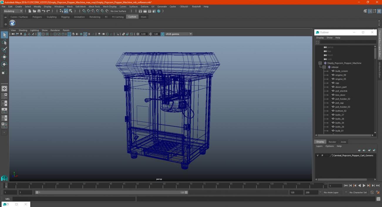 3D Empty Popcorn Popper Machine model