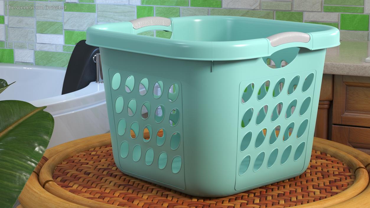 Plastic Laundry Basket Square Blue 3D model