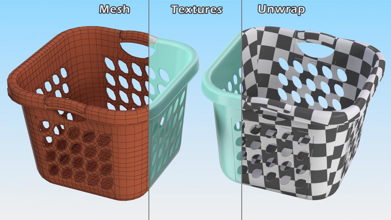 Plastic Laundry Basket Square Blue 3D model