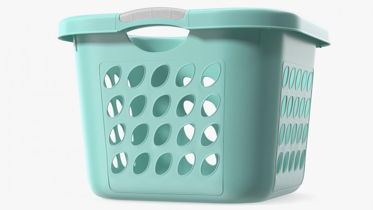 Plastic Laundry Basket Square Blue 3D model