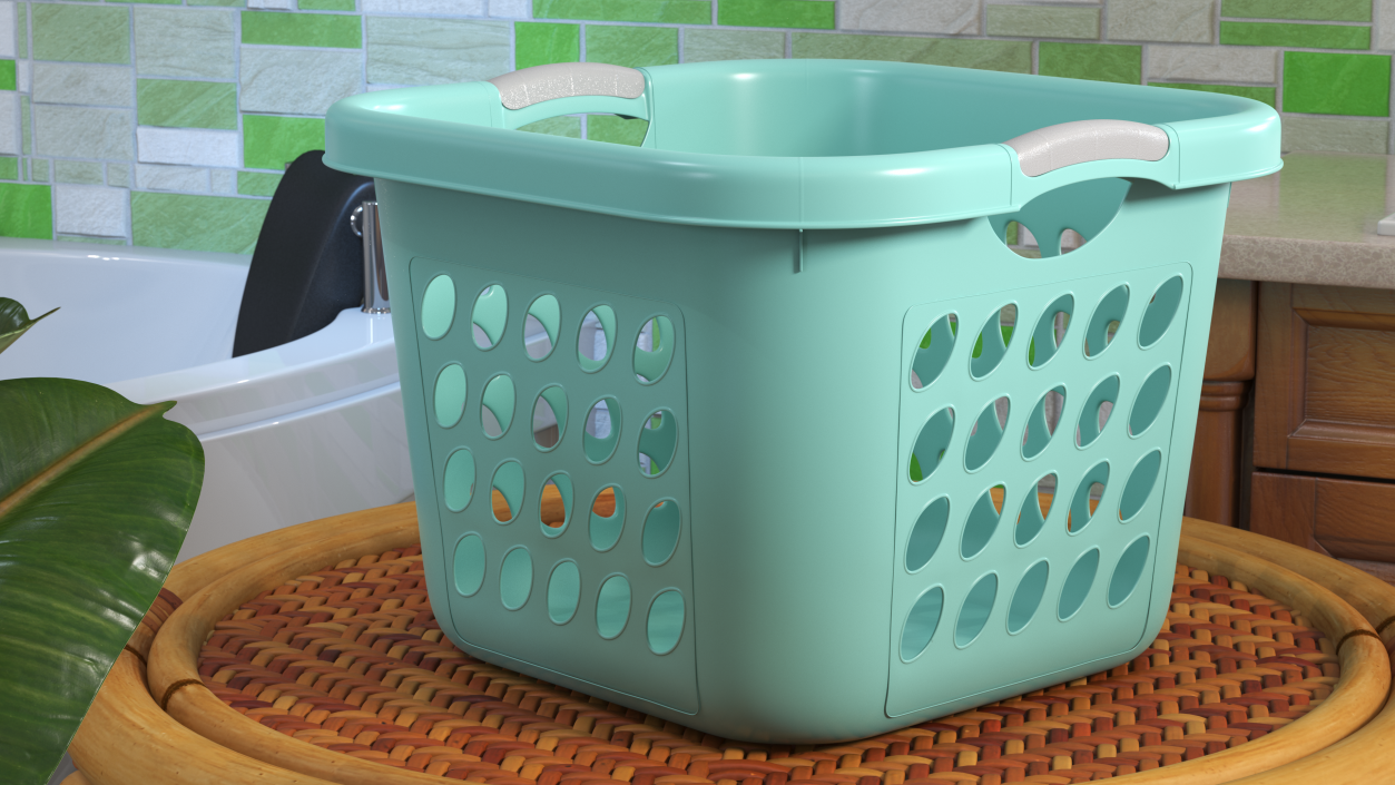 Plastic Laundry Basket Square Blue 3D model