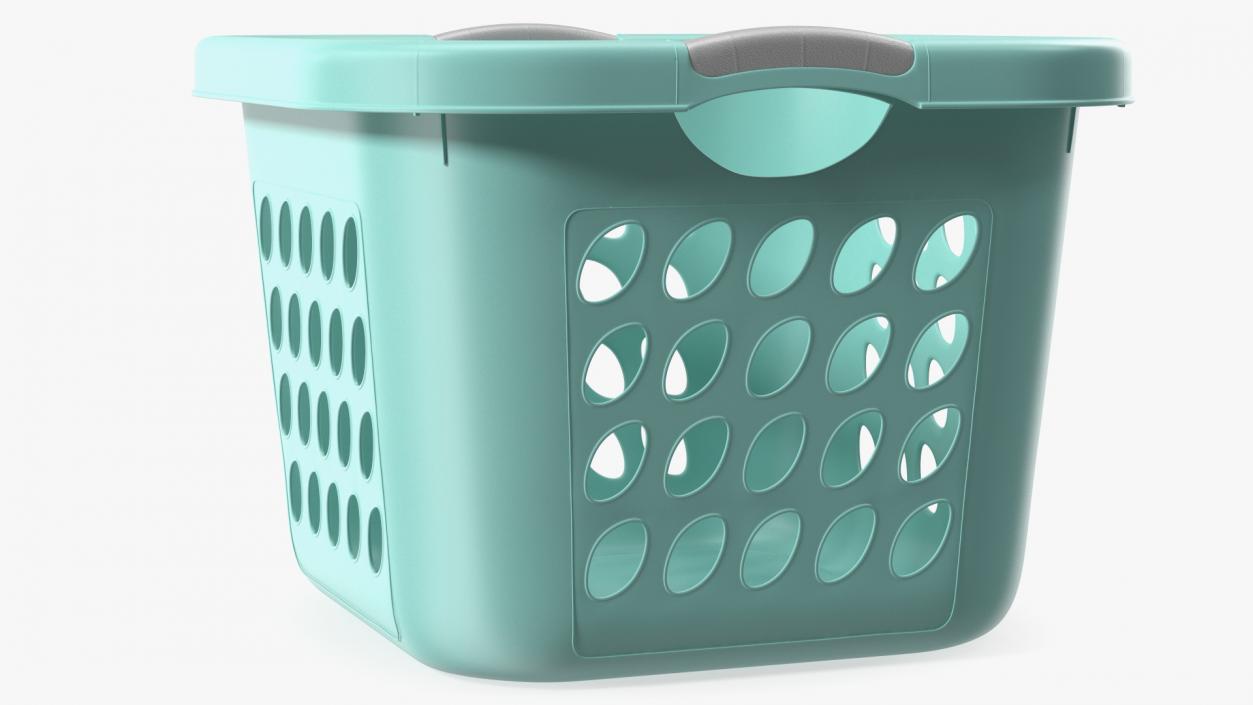 Plastic Laundry Basket Square Blue 3D model