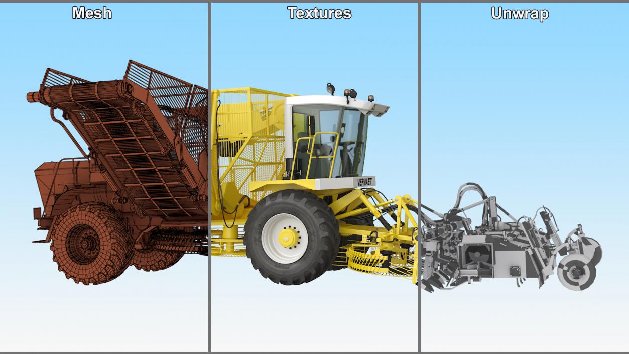 3D Vervaet 17T Beet Harvester Dusty Yellow Rigged