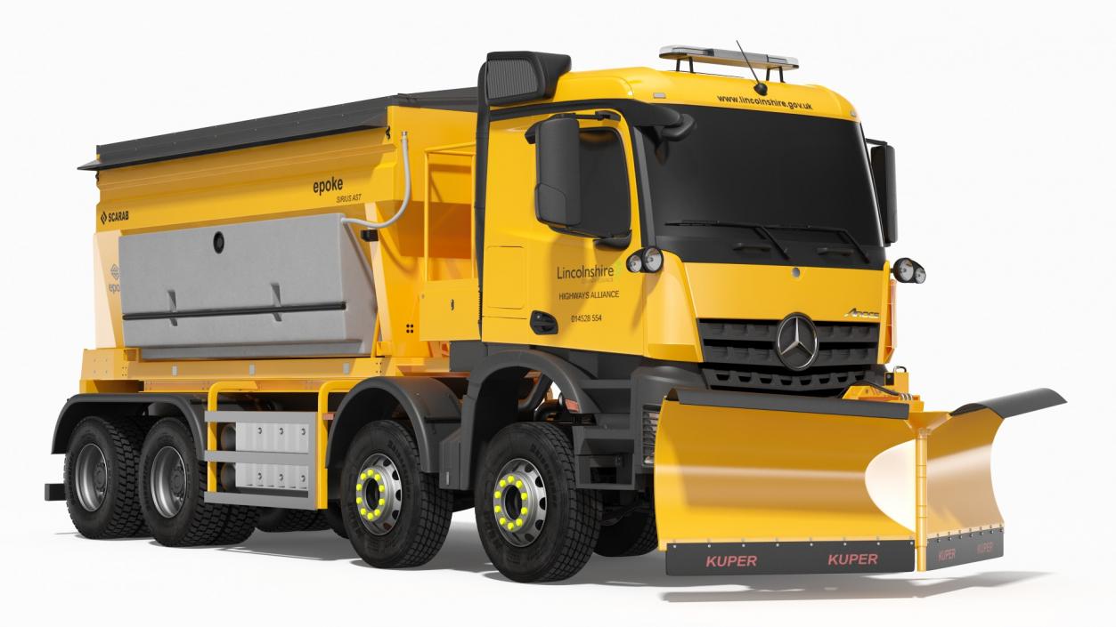 3D Mercedes 8x6 Arocs Gritter Truck Simple Interior model