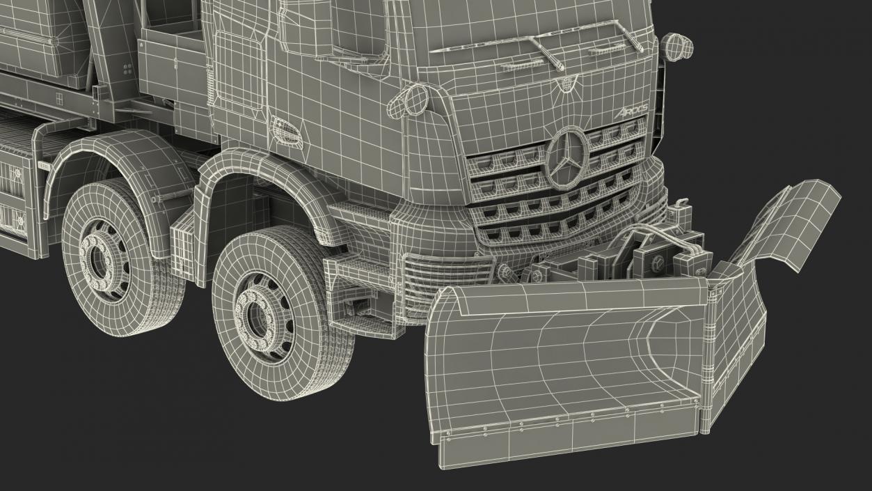 3D Mercedes 8x6 Arocs Gritter Truck Simple Interior model