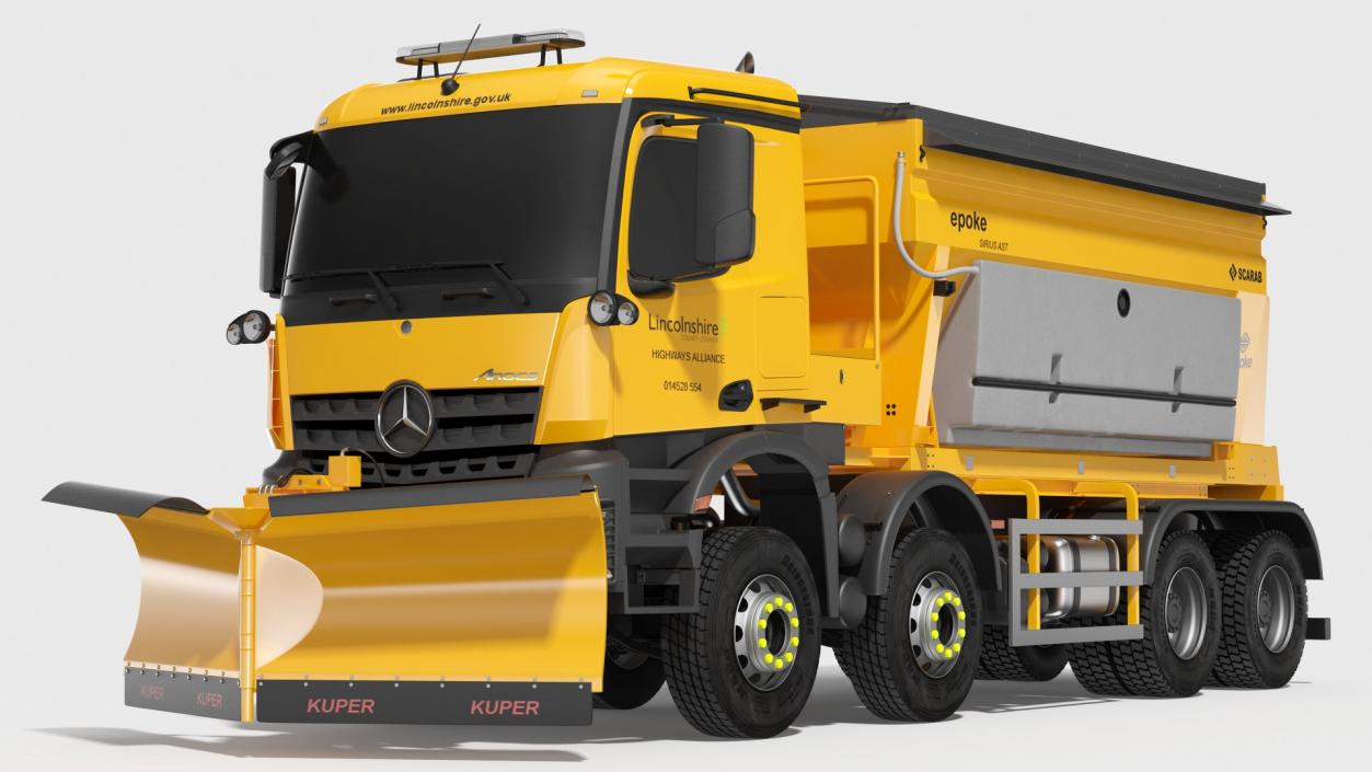 3D Mercedes 8x6 Arocs Gritter Truck Simple Interior model