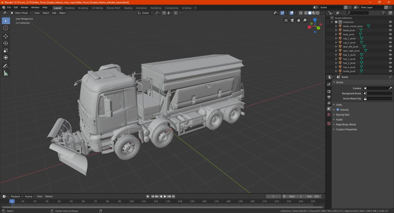 3D Mercedes 8x6 Arocs Gritter Truck Simple Interior model