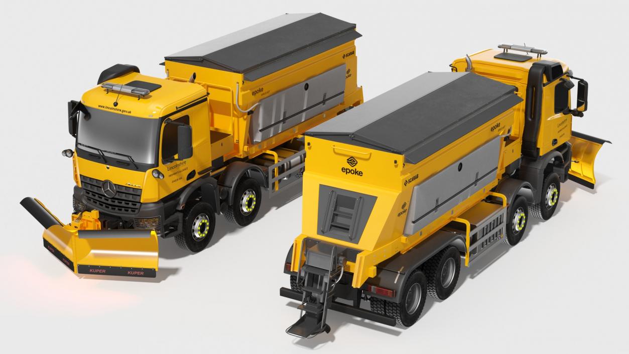 3D Mercedes 8x6 Arocs Gritter Truck Simple Interior model