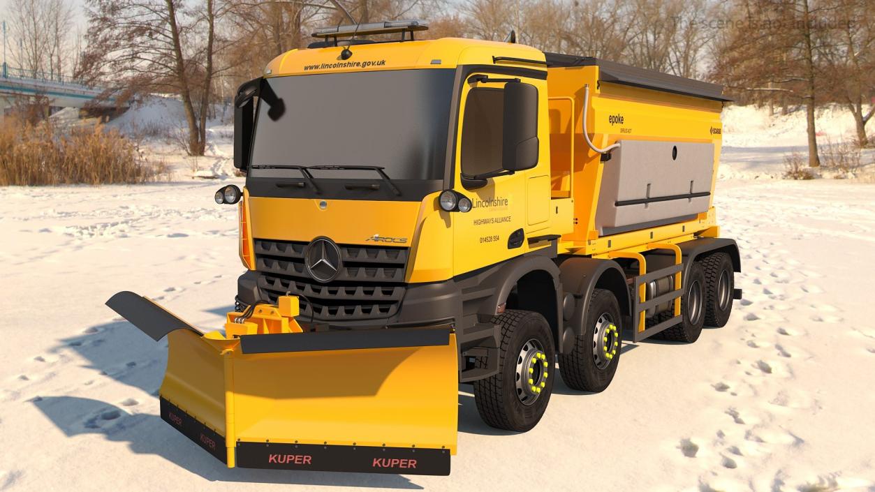 3D Mercedes 8x6 Arocs Gritter Truck Simple Interior model