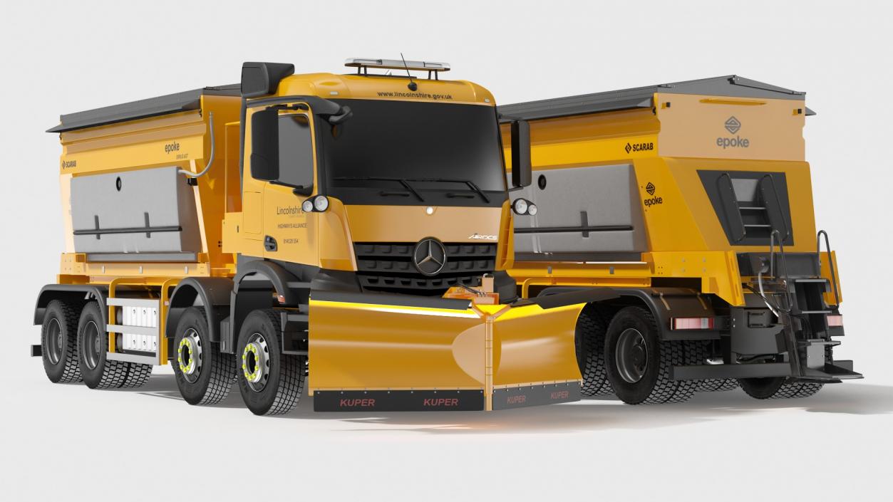 3D Mercedes 8x6 Arocs Gritter Truck Simple Interior model