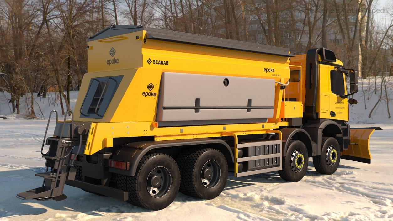 3D Mercedes 8x6 Arocs Gritter Truck Simple Interior model