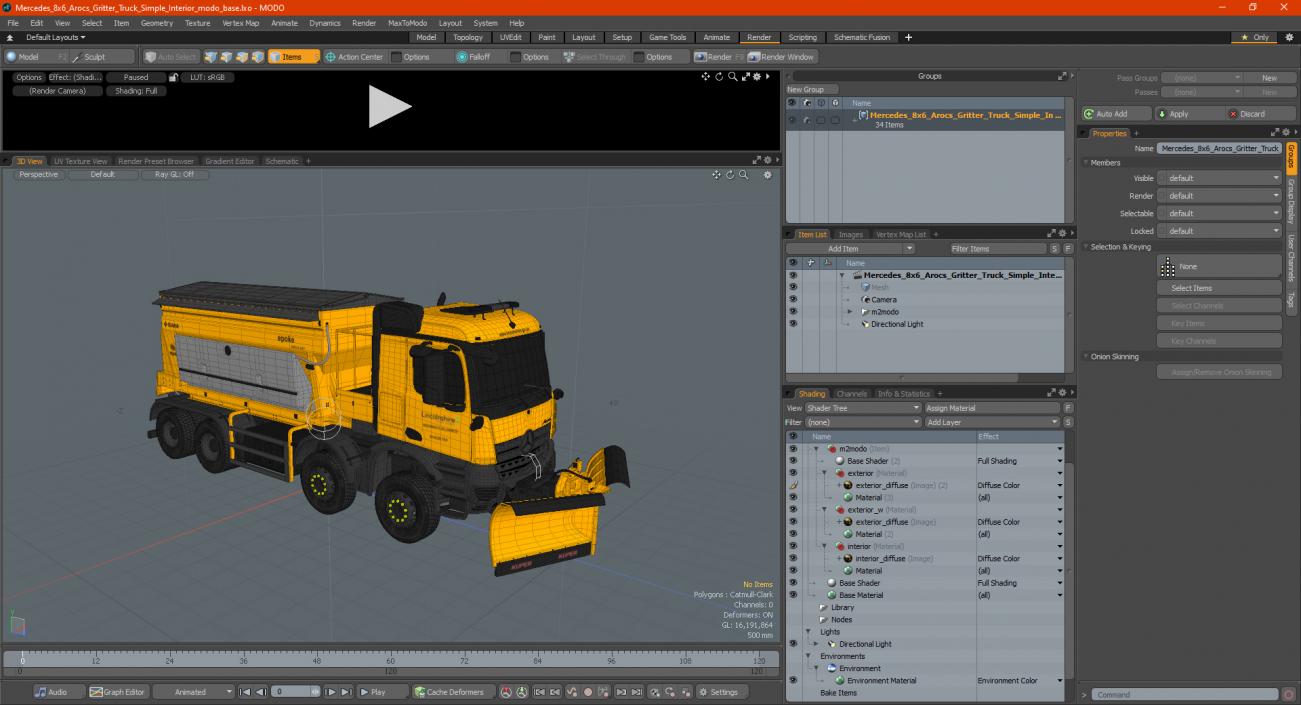 3D Mercedes 8x6 Arocs Gritter Truck Simple Interior model