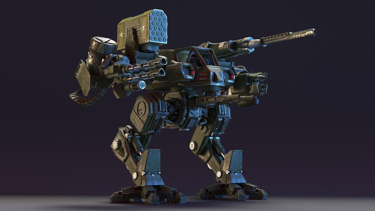 3D model Massive Walking Mech Green Old