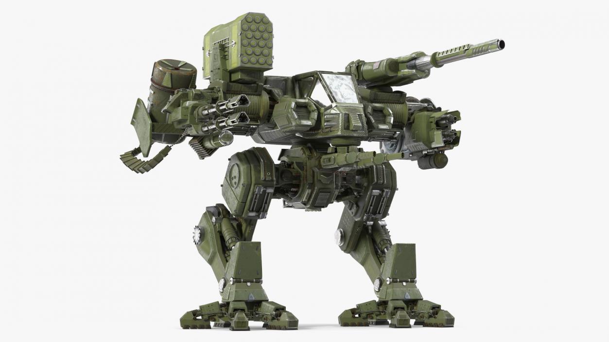 3D model Massive Walking Mech Green Old