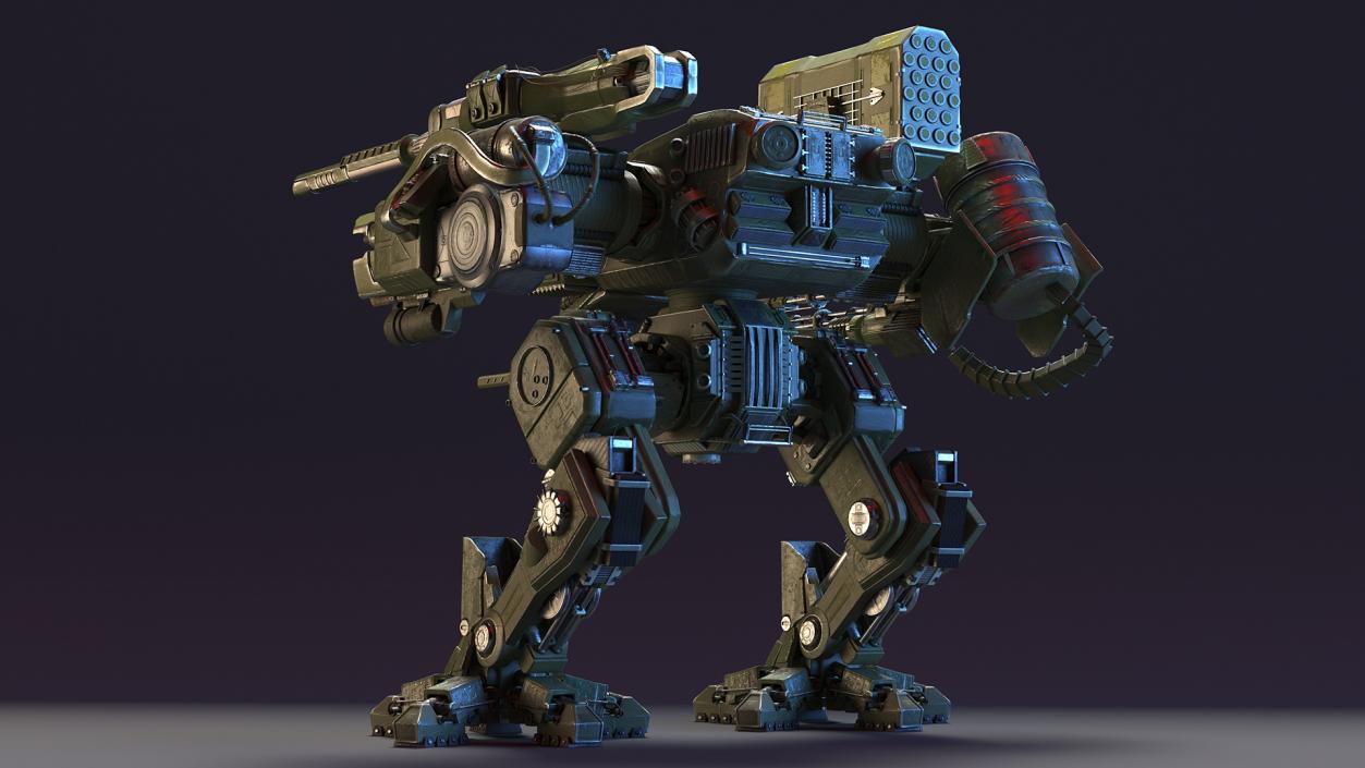 3D model Massive Walking Mech Green Old