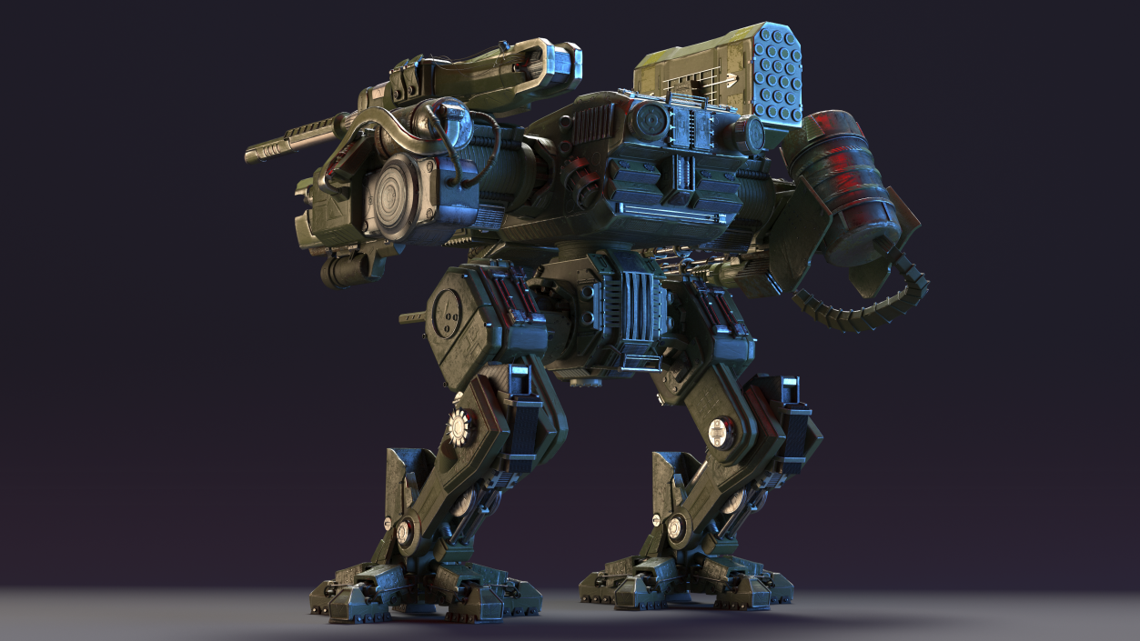 3D model Massive Walking Mech Green Old