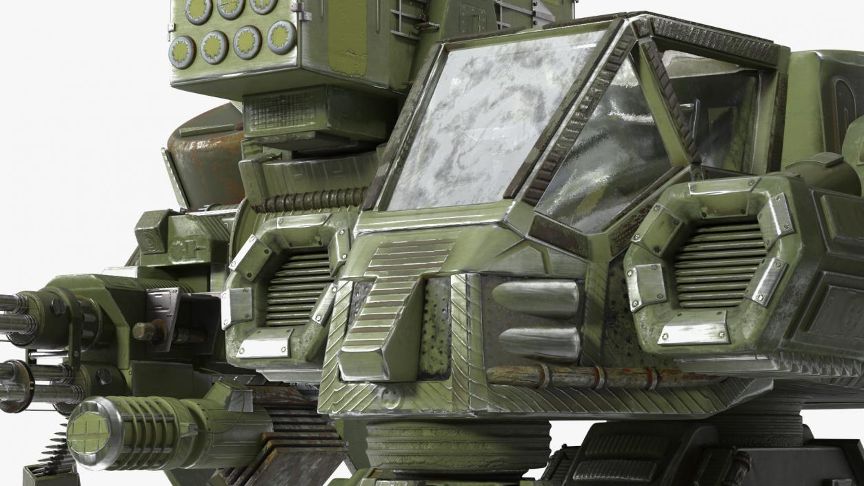 3D model Massive Walking Mech Green Old