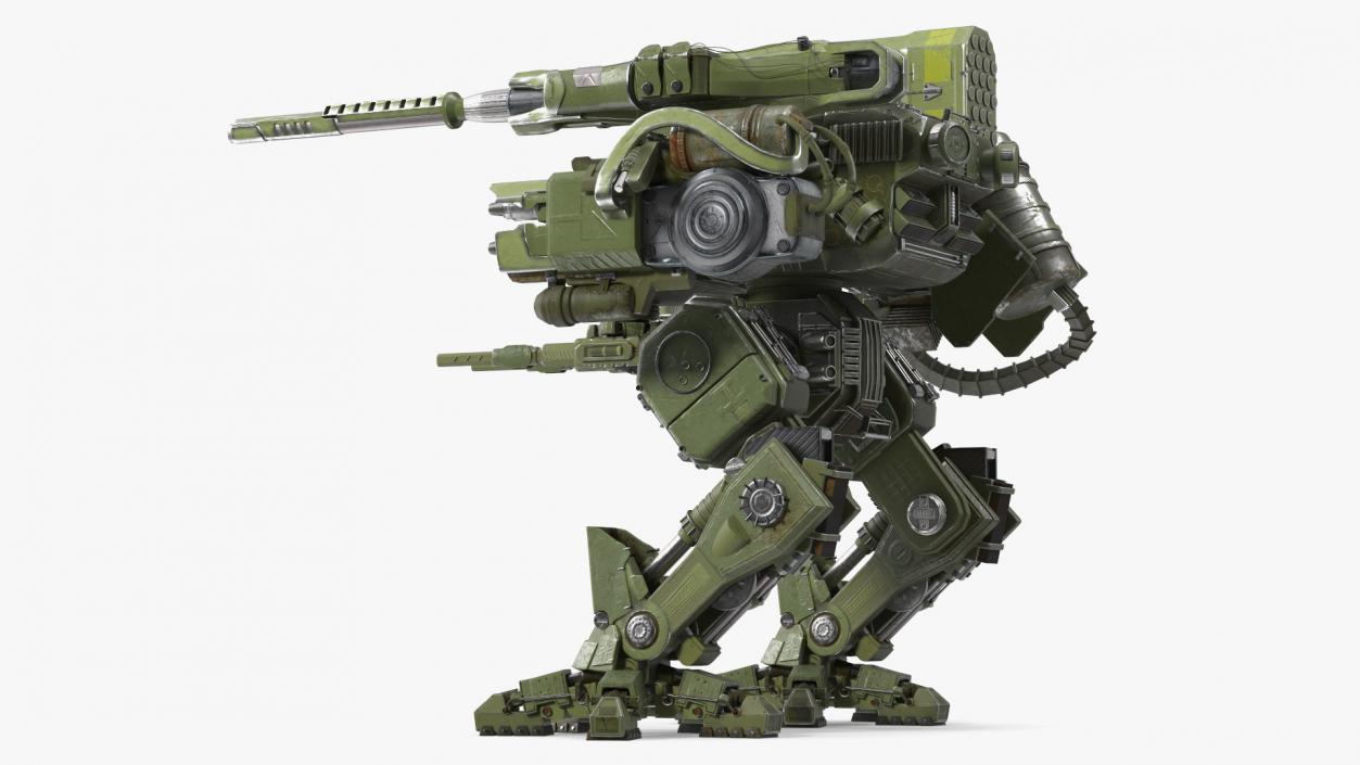 3D model Massive Walking Mech Green Old