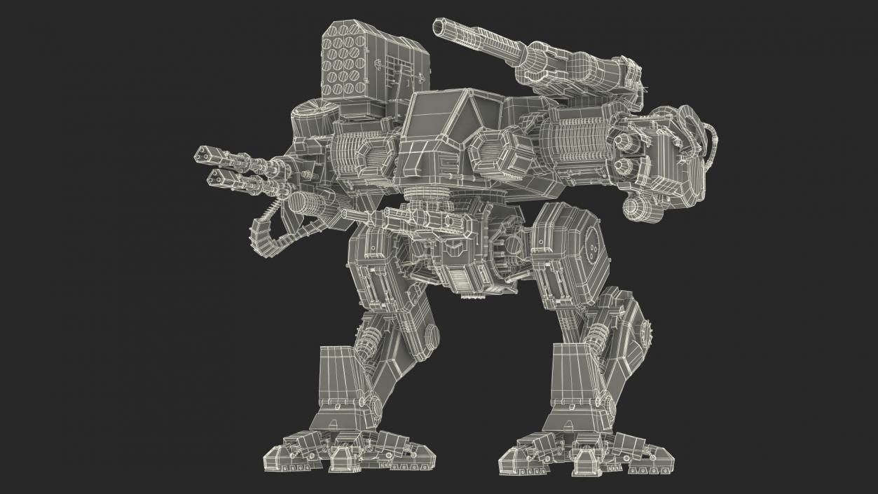 3D model Massive Walking Mech Green Old