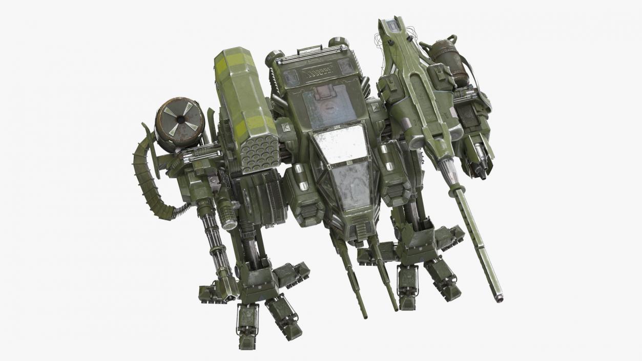 3D model Massive Walking Mech Green Old