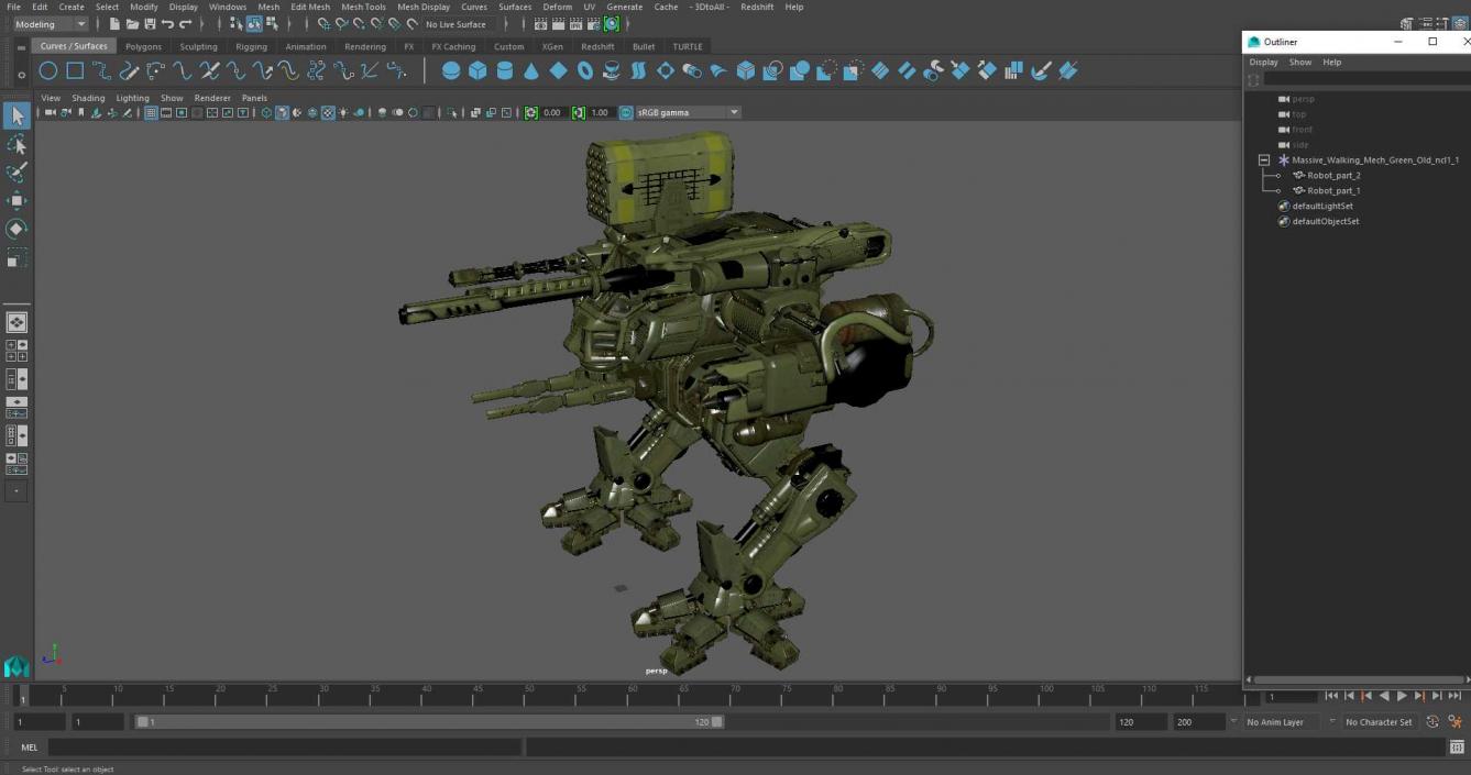 3D model Massive Walking Mech Green Old