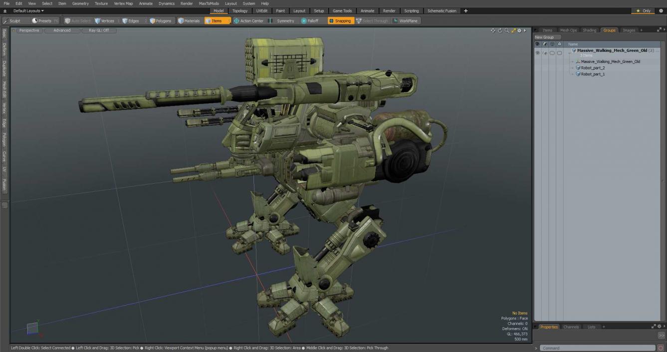 3D model Massive Walking Mech Green Old