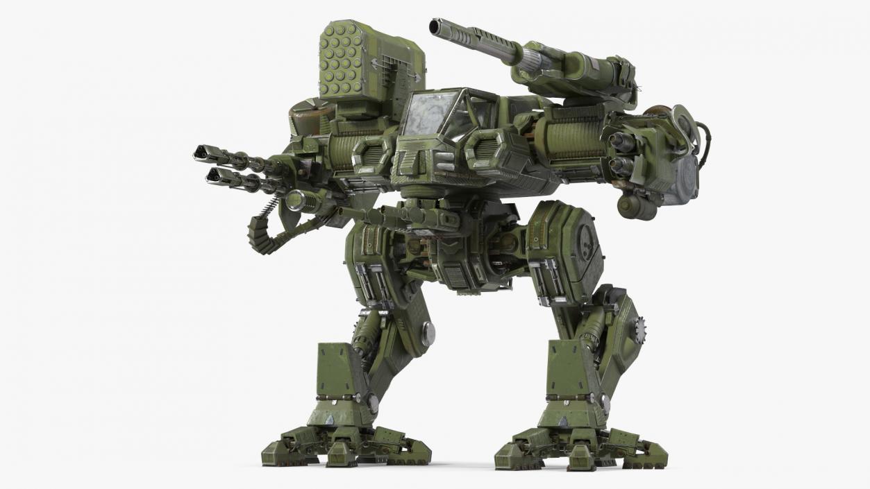 3D model Massive Walking Mech Green Old