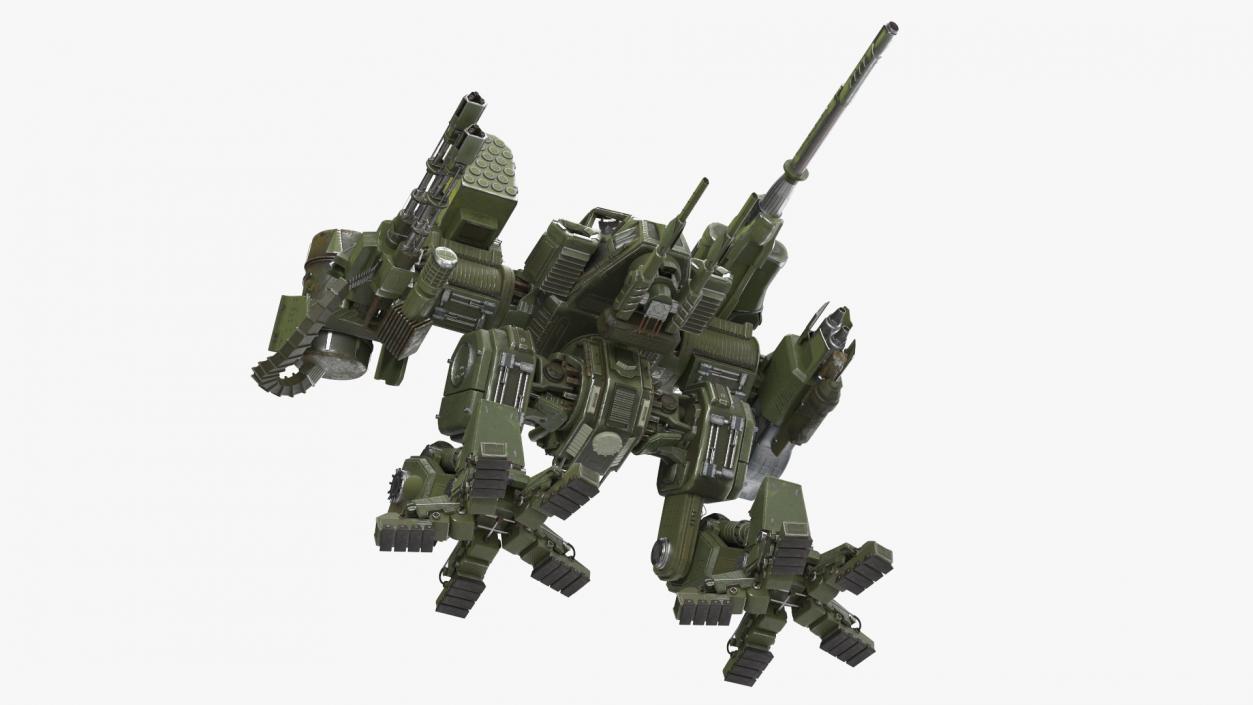 3D model Massive Walking Mech Green Old