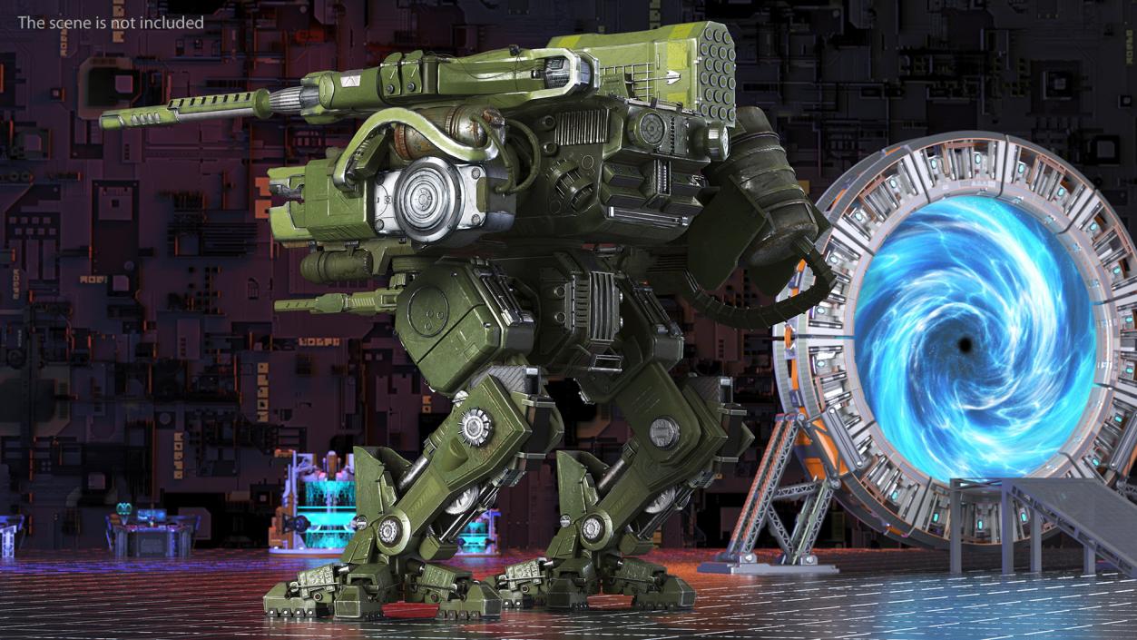 3D model Massive Walking Mech Green Old