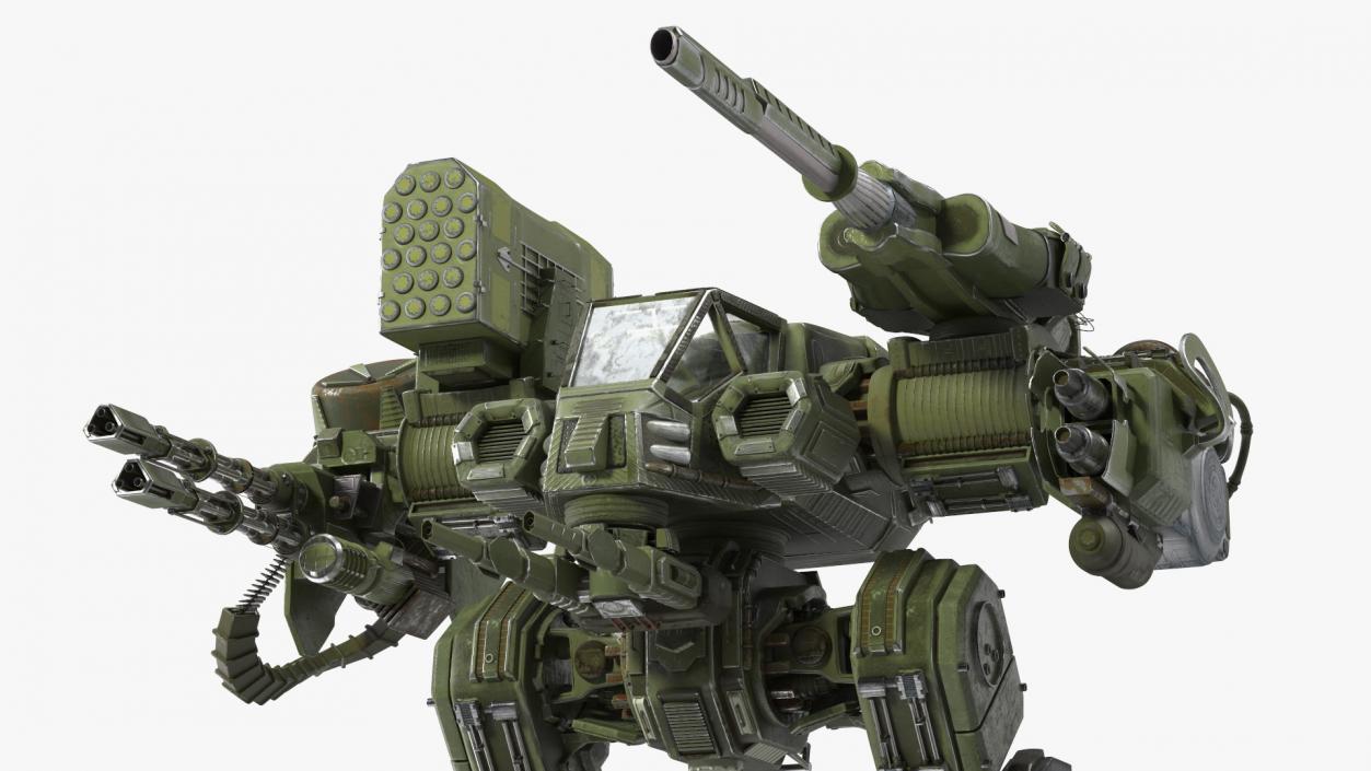 3D model Massive Walking Mech Green Old