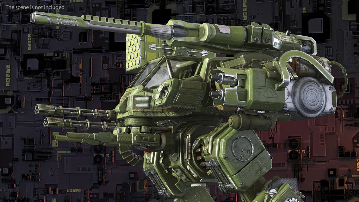 3D model Massive Walking Mech Green Old