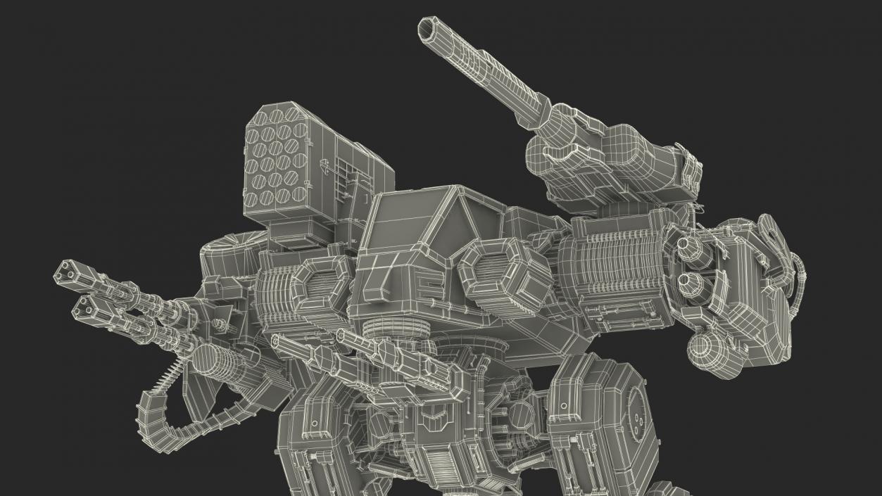 3D model Massive Walking Mech Green Old