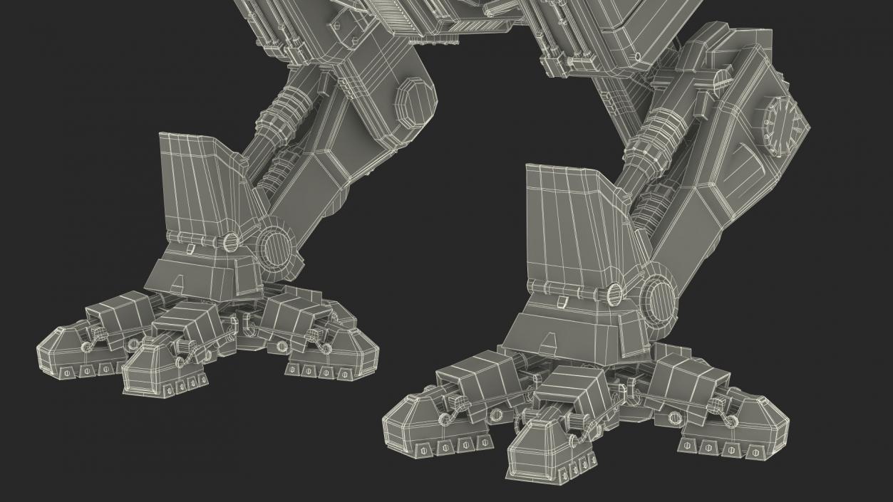 3D model Massive Walking Mech Green Old