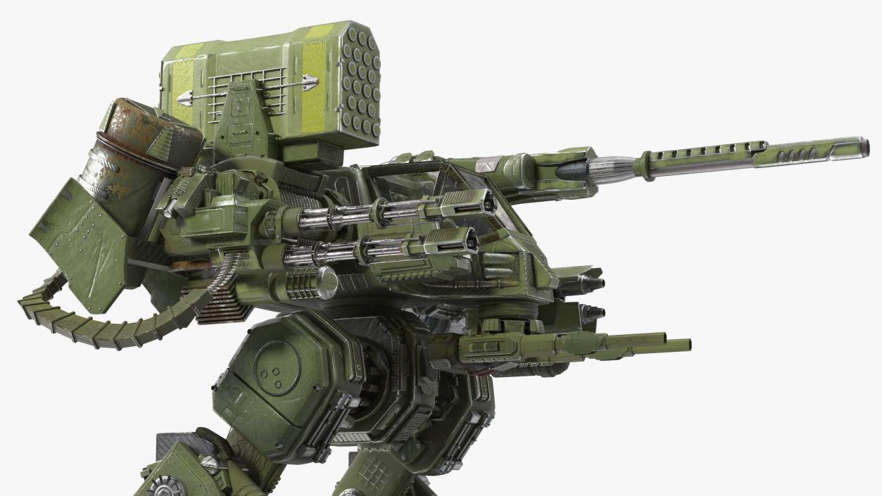 3D model Massive Walking Mech Green Old