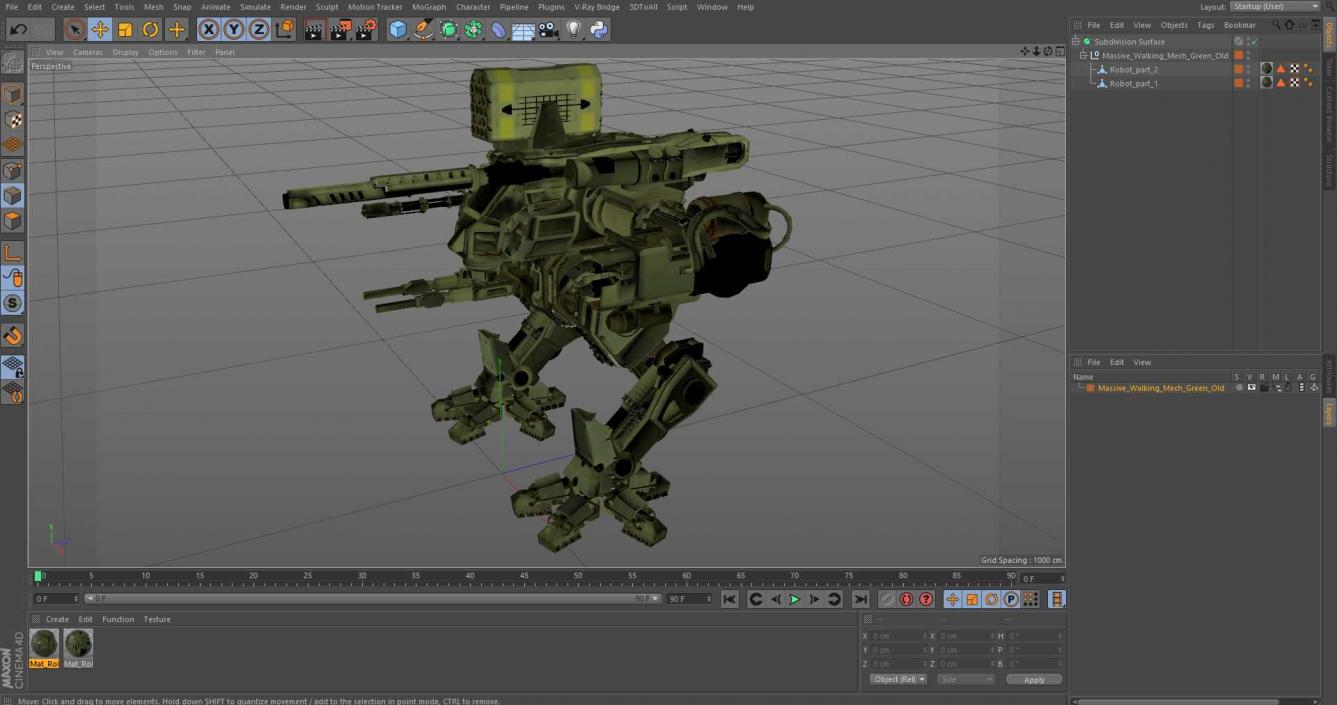 3D model Massive Walking Mech Green Old