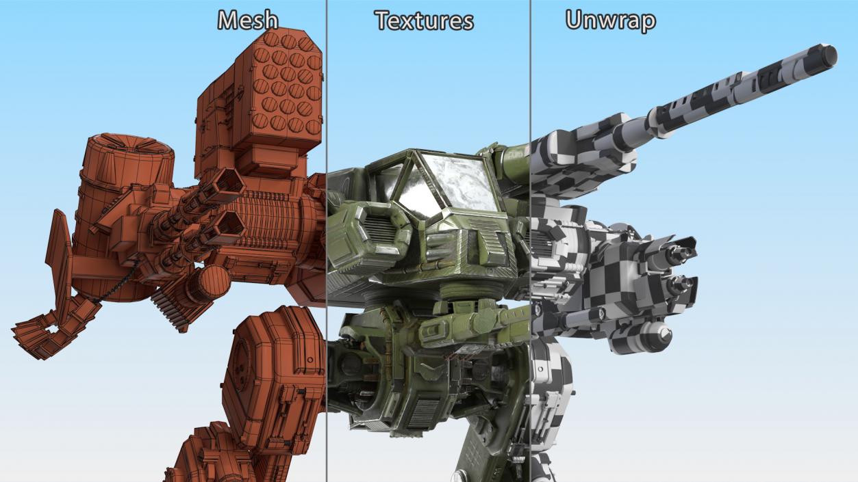 3D model Massive Walking Mech Green Old