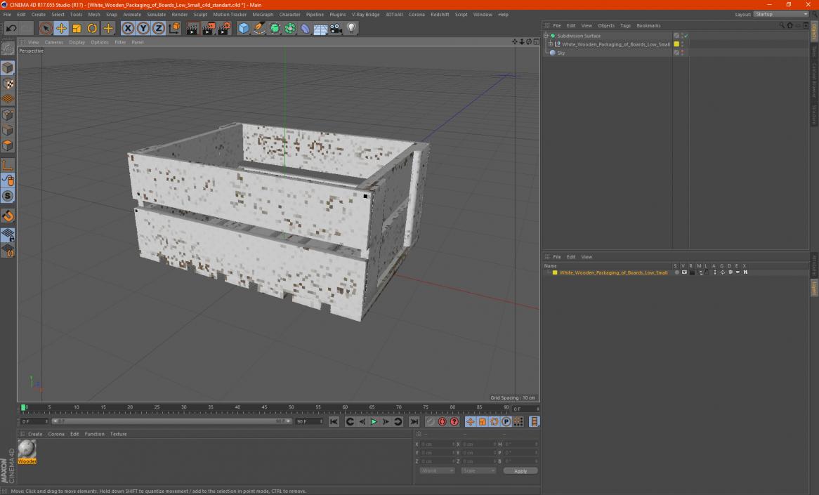 White Wooden Packaging of Boards Low Small 3D
