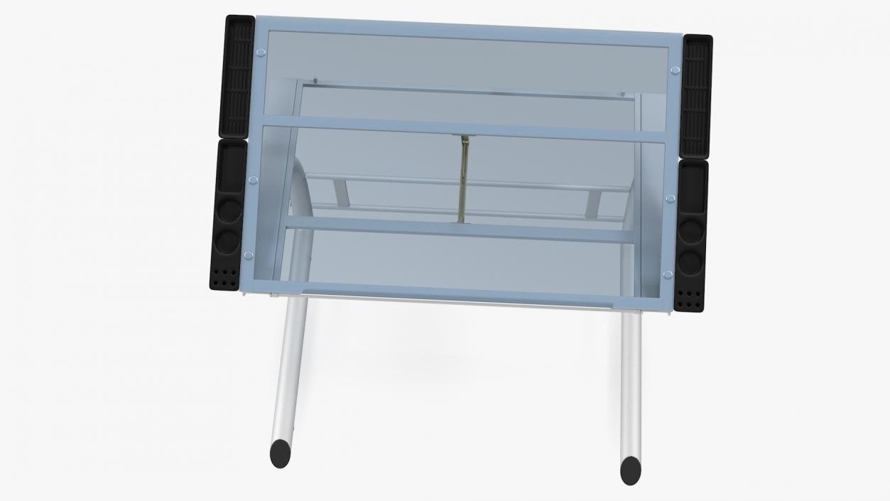 Tiltable Glass Drawing Table White 3D model