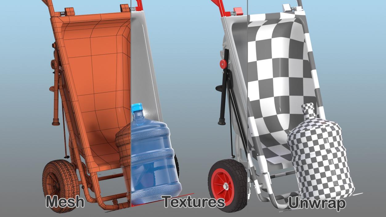 3D Garden Cart with 5 Gallon Water Bottle model