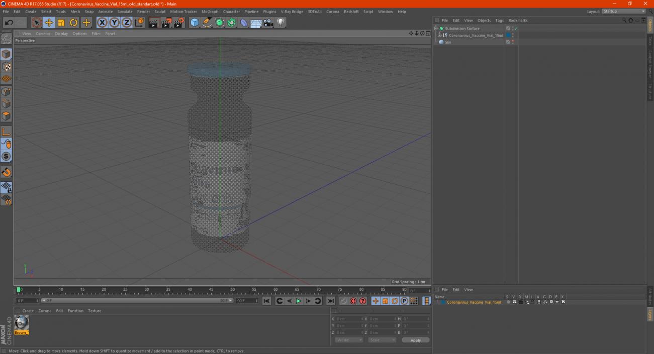 Coronavirus Vaccine Vial 15ml 3D model