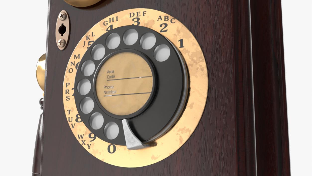 3D model Antique Wooden Phone Dark