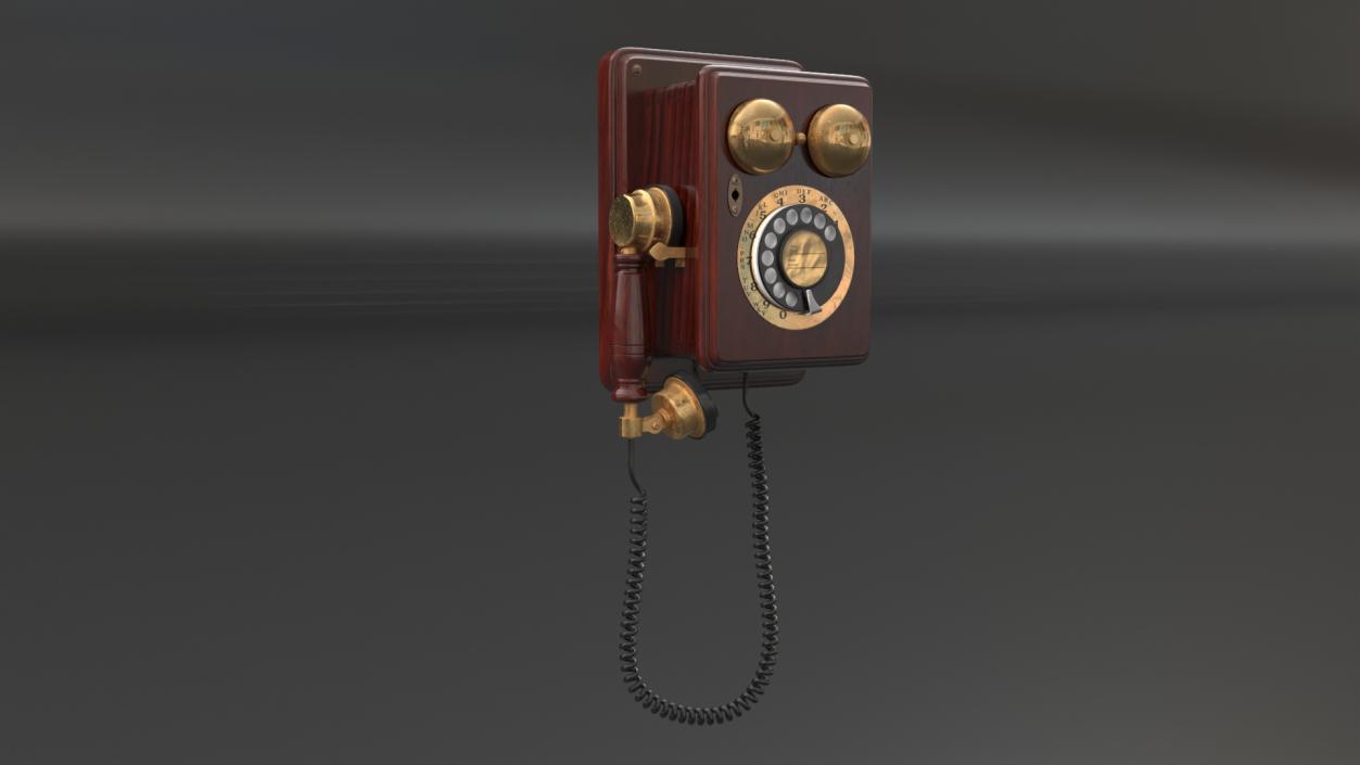 3D model Antique Wooden Phone Dark