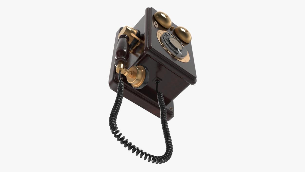 3D model Antique Wooden Phone Dark