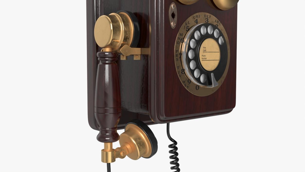 3D model Antique Wooden Phone Dark