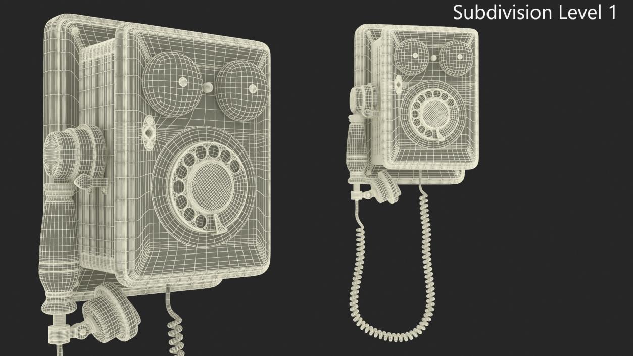 3D model Antique Wooden Phone Dark